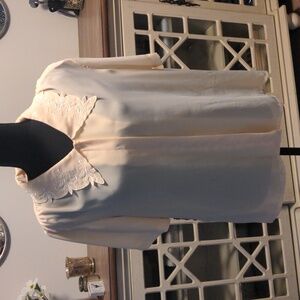 Vintage Jeana short sleeve button up blouse with shoulder pads and tie